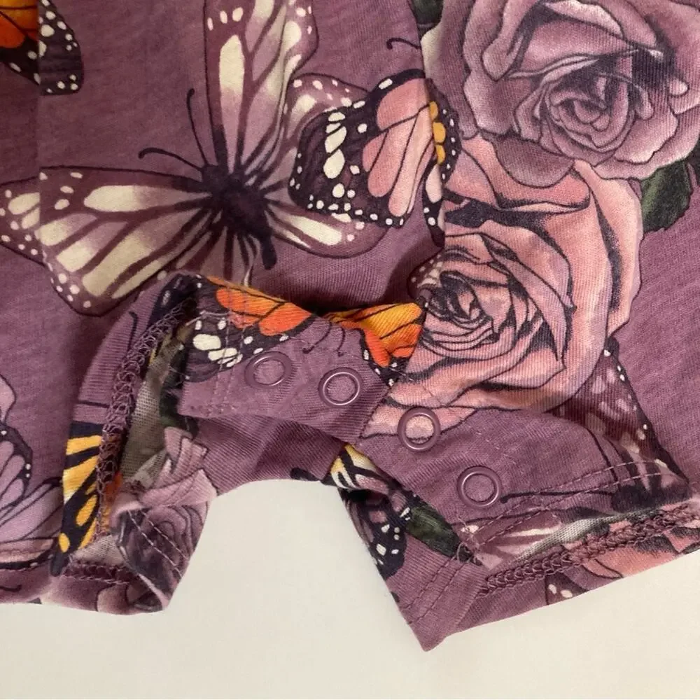 The Children’s Place Toddler Purple Butterflies Dragonflies Roses Romper 2T